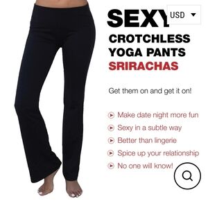 Srirachas - Boot cut Black Crotchless Yoga Pants Nwt Size Xxl